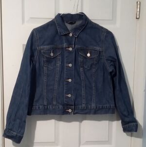 Lands' End Classic Trucker Style Blue Denim Jacket